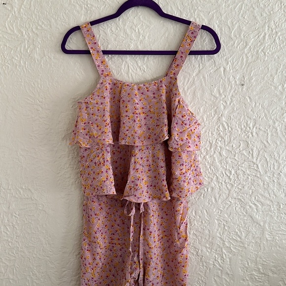 Sonia Rykiel Enfant Silk Pink Yellow Floral Jumpsuit Ruffle Crystal Logo Girl 14 - Picture 3 of 10